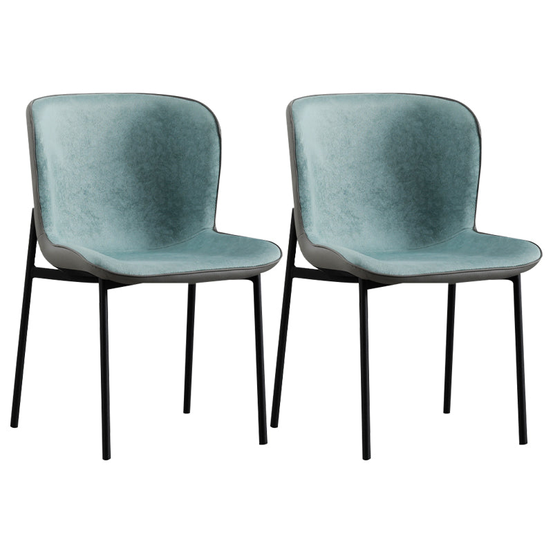 Contemporary Style Chairs Kitchen Armless Chair with Metal Legs Gray-Green Set of 2 Clearhalo 'Dining Chairs' 'Dining Tables & Seating' 'dining_chair' 'Furniture' 'furniture_dining_chair' 'Kitchen & Dining Furniture' 4761207