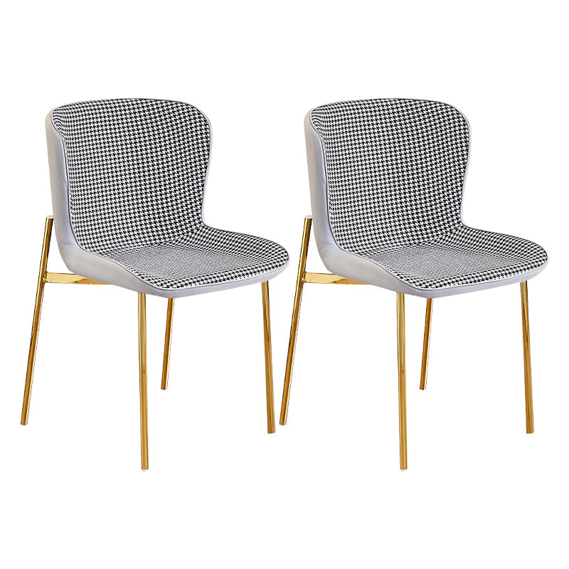 Contemporary Style Chairs Kitchen Armless Chair with Metal Legs Gray-Blue Set of 2 Clearhalo 'Dining Chairs' 'Dining Tables & Seating' 'dining_chair' 'Furniture' 'furniture_dining_chair' 'Kitchen & Dining Furniture' 4761213