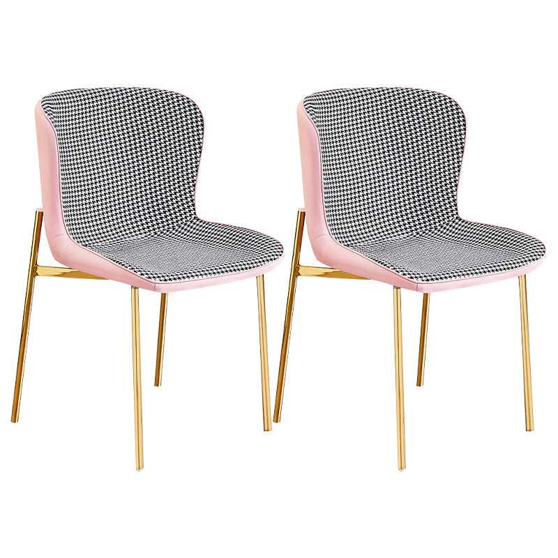 Contemporary Style Chairs Kitchen Armless Chair with Metal Legs Light Pink Set of 2 Clearhalo 'Dining Chairs' 'Dining Tables & Seating' 'dining_chair' 'Furniture' 'furniture_dining_chair' 'Kitchen & Dining Furniture' 4761218