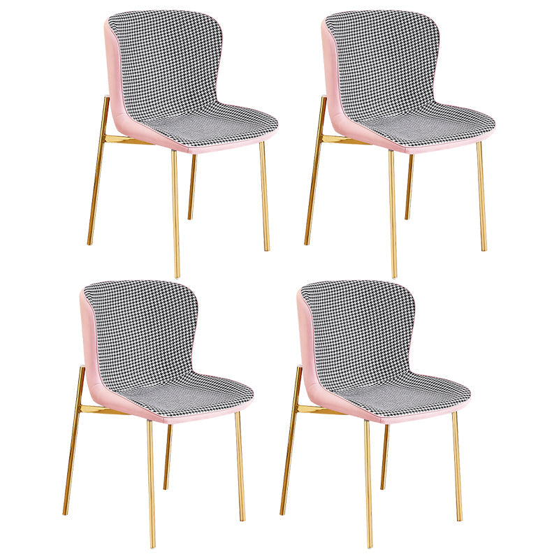 Contemporary Style Chairs Kitchen Armless Chair with Metal Legs Light Pink Set of 4 Clearhalo 'Dining Chairs' 'Dining Tables & Seating' 'dining_chair' 'Furniture' 'furniture_dining_chair' 'Kitchen & Dining Furniture' 4761219