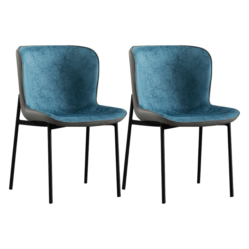 Contemporary Style Chairs Kitchen Armless Chair with Metal Legs Gray Light Blue Set of 2 Clearhalo 'Dining Chairs' 'Dining Tables & Seating' 'dining_chair' 'Furniture' 'furniture_dining_chair' 'Kitchen & Dining Furniture' 4761221