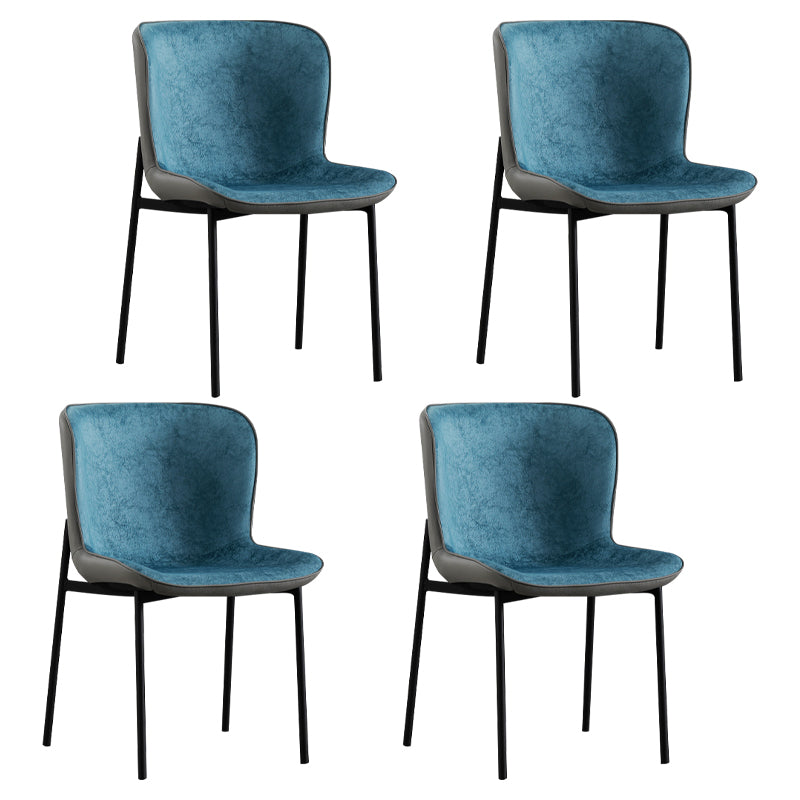 Contemporary Style Chairs Kitchen Armless Chair with Metal Legs Gray Light Blue Set of 4 Clearhalo 'Dining Chairs' 'Dining Tables & Seating' 'dining_chair' 'Furniture' 'furniture_dining_chair' 'Kitchen & Dining Furniture' 4761222