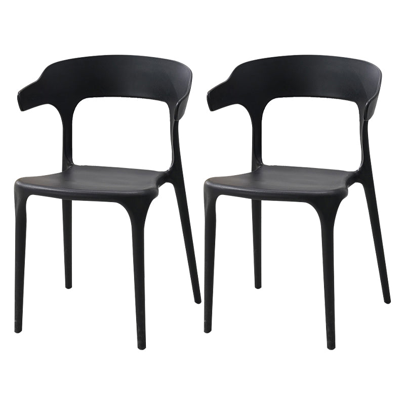 Contemporary Style Stackable Chair Open Back Kitchen Arm Chair with Plastic Legs Black Set of 2 Clearhalo 'Dining Chairs' 'Dining Tables & Seating' 'dining_chair' 'Furniture' 'furniture_dining_chair' 'Kitchen & Dining Furniture' 4761225