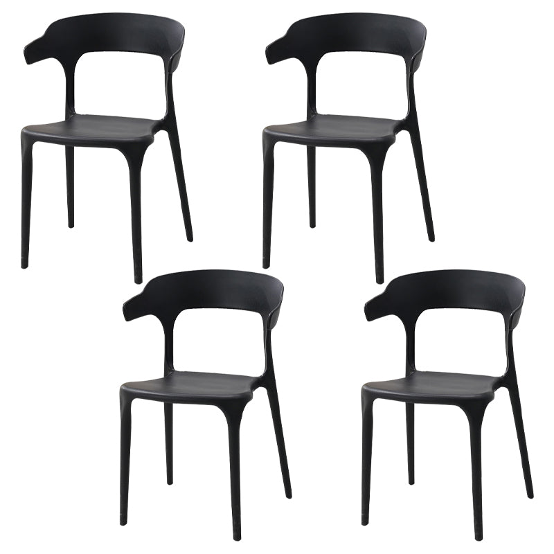 Contemporary Style Stackable Chair Open Back Kitchen Arm Chair with Plastic Legs Black Set of 4 Clearhalo 'Dining Chairs' 'Dining Tables & Seating' 'dining_chair' 'Furniture' 'furniture_dining_chair' 'Kitchen & Dining Furniture' 4761227
