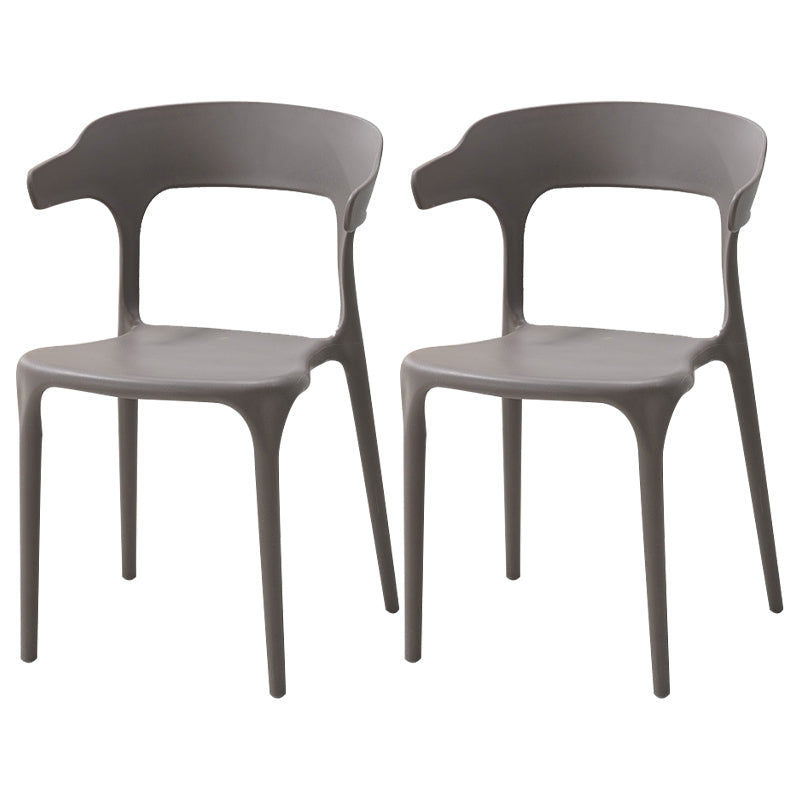 Contemporary Style Stackable Chair Open Back Kitchen Arm Chair with Plastic Legs Dark Gray Set of 2 Clearhalo 'Dining Chairs' 'Dining Tables & Seating' 'dining_chair' 'Furniture' 'furniture_dining_chair' 'Kitchen & Dining Furniture' 4761228