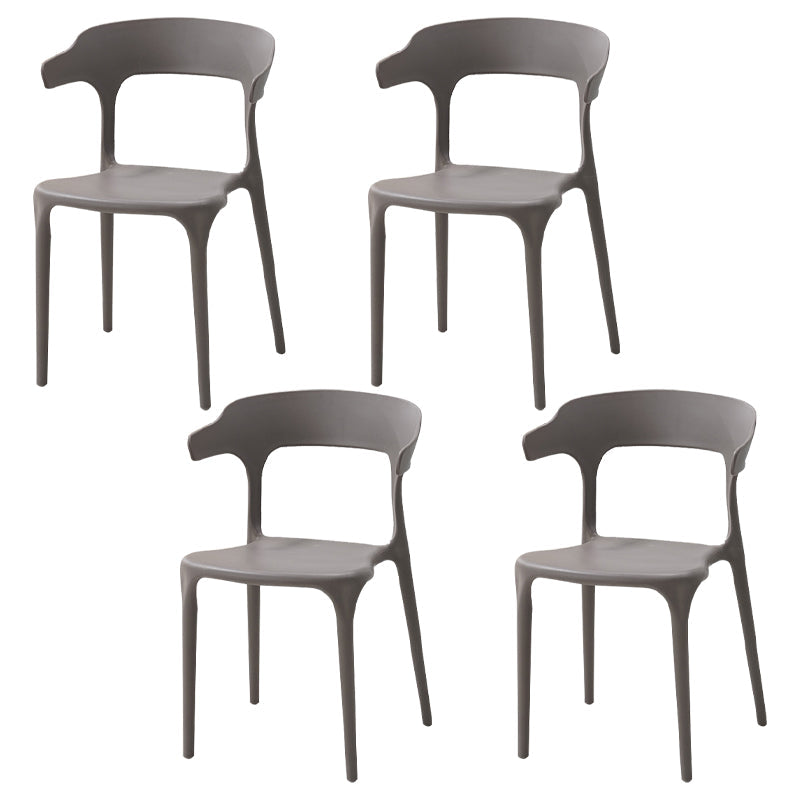 Contemporary Style Stackable Chair Open Back Kitchen Arm Chair with Plastic Legs Dark Gray Set of 4 Clearhalo 'Dining Chairs' 'Dining Tables & Seating' 'dining_chair' 'Furniture' 'furniture_dining_chair' 'Kitchen & Dining Furniture' 4761230