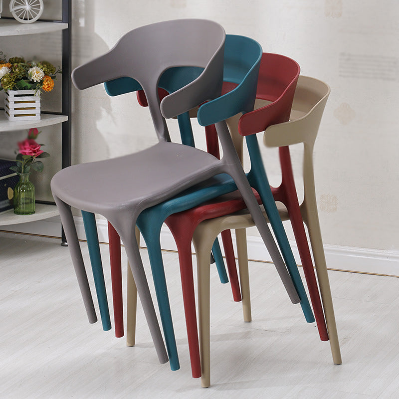 Contemporary Style Stackable Chair Open Back Kitchen Arm Chair with Plastic Legs Clearhalo 'Dining Chairs' 'Dining Tables & Seating' 'dining_chair' 'Furniture' 'furniture_dining_chair' 'Kitchen & Dining Furniture' 4761231
