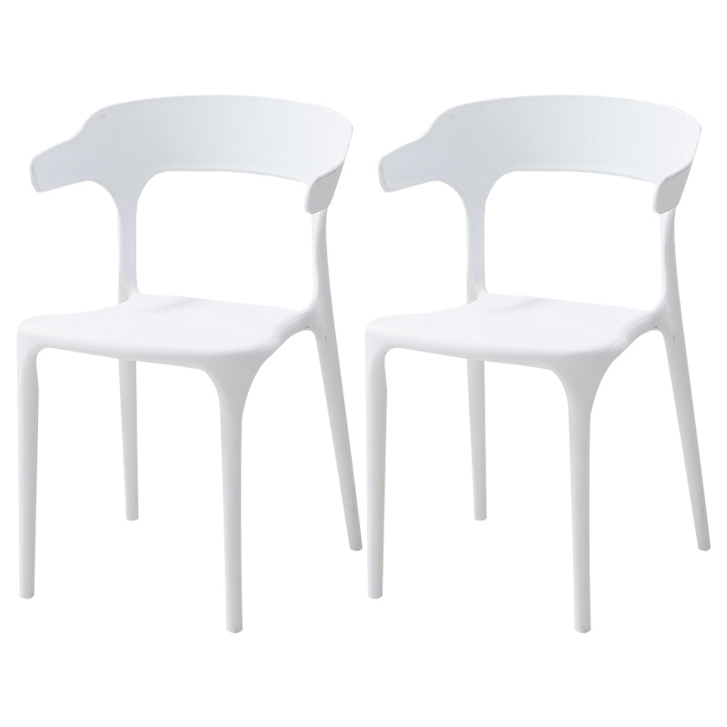 Contemporary Style Stackable Chair Open Back Kitchen Arm Chair with Plastic Legs White Set of 2 Clearhalo 'Dining Chairs' 'Dining Tables & Seating' 'dining_chair' 'Furniture' 'furniture_dining_chair' 'Kitchen & Dining Furniture' 4761237