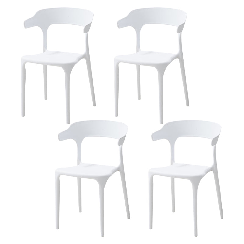 Contemporary Style Stackable Chair Open Back Kitchen Arm Chair with Plastic Legs White Set of 4 Clearhalo 'Dining Chairs' 'Dining Tables & Seating' 'dining_chair' 'Furniture' 'furniture_dining_chair' 'Kitchen & Dining Furniture' 4761238