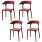 Contemporary Style Stackable Chair Open Back Kitchen Arm Chair with Plastic Legs Red Set of 4 Clearhalo 'Dining Chairs' 'Dining Tables & Seating' 'dining_chair' 'Furniture' 'furniture_dining_chair' 'Kitchen & Dining Furniture' 4761242