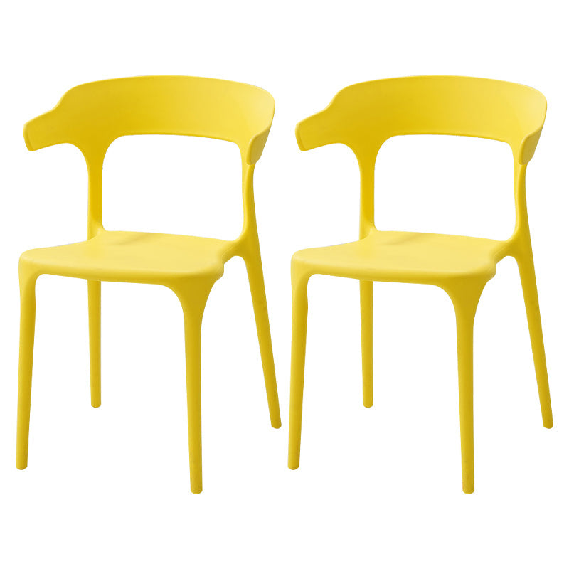 Contemporary Style Stackable Chair Open Back Kitchen Arm Chair with Plastic Legs Yellow Set of 2 Clearhalo 'Dining Chairs' 'Dining Tables & Seating' 'dining_chair' 'Furniture' 'furniture_dining_chair' 'Kitchen & Dining Furniture' 4761244