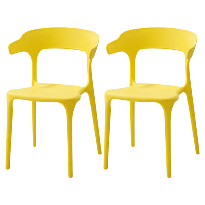 Contemporary Style Stackable Chair Open Back Kitchen Arm Chair with Plastic Legs Yellow Set of 2 Clearhalo 'Dining Chairs' 'Dining Tables & Seating' 'dining_chair' 'Furniture' 'furniture_dining_chair' 'Kitchen & Dining Furniture' 4761244