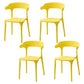 Contemporary Style Stackable Chair Open Back Kitchen Arm Chair with Plastic Legs Yellow Set of 4 Clearhalo 'Dining Chairs' 'Dining Tables & Seating' 'dining_chair' 'Furniture' 'furniture_dining_chair' 'Kitchen & Dining Furniture' 4761246