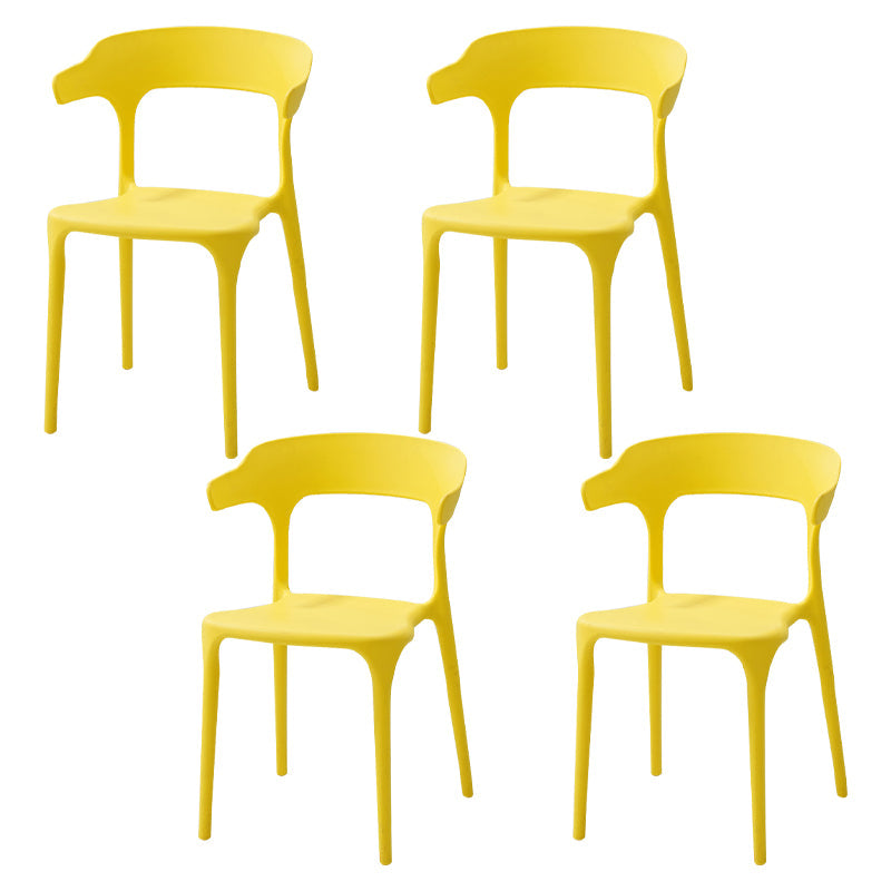 Contemporary Style Stackable Chair Open Back Kitchen Arm Chair with Plastic Legs Yellow Set of 4 Clearhalo 'Dining Chairs' 'Dining Tables & Seating' 'dining_chair' 'Furniture' 'furniture_dining_chair' 'Kitchen & Dining Furniture' 4761246