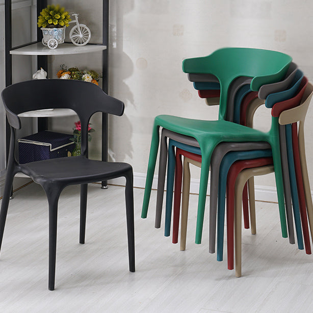 Contemporary Style Stackable Chair Open Back Kitchen Arm Chair with Plastic Legs Clearhalo 'Dining Chairs' 'Dining Tables & Seating' 'dining_chair' 'Furniture' 'furniture_dining_chair' 'Kitchen & Dining Furniture' 4761247