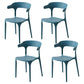 Contemporary Style Stackable Chair Open Back Kitchen Arm Chair with Plastic Legs Blue Set of 4 Clearhalo 'Dining Chairs' 'Dining Tables & Seating' 'dining_chair' 'Furniture' 'furniture_dining_chair' 'Kitchen & Dining Furniture' 4761251