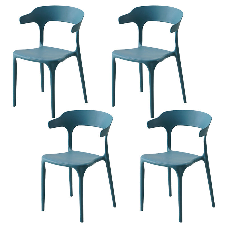 Contemporary Style Stackable Chair Open Back Kitchen Arm Chair with Plastic Legs Blue Set of 4 Clearhalo 'Dining Chairs' 'Dining Tables & Seating' 'dining_chair' 'Furniture' 'furniture_dining_chair' 'Kitchen & Dining Furniture' 4761251