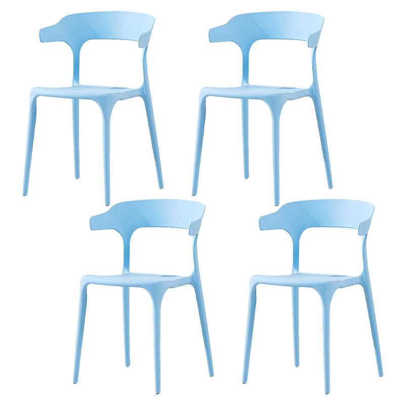 Contemporary Style Stackable Chair Open Back Kitchen Arm Chair with Plastic Legs Sky Blue Set of 4 Clearhalo 'Dining Chairs' 'Dining Tables & Seating' 'dining_chair' 'Furniture' 'furniture_dining_chair' 'Kitchen & Dining Furniture' 4761253