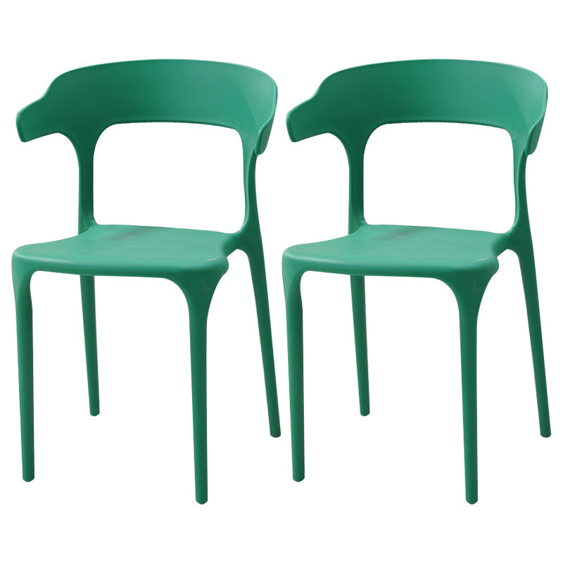 Contemporary Style Stackable Chair Open Back Kitchen Arm Chair with Plastic Legs Green Set of 2 Clearhalo 'Dining Chairs' 'Dining Tables & Seating' 'dining_chair' 'Furniture' 'furniture_dining_chair' 'Kitchen & Dining Furniture' 4761254