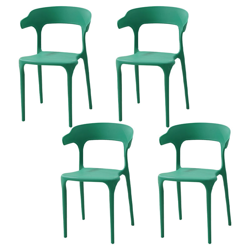 Contemporary Style Stackable Chair Open Back Kitchen Arm Chair with Plastic Legs Green Set of 4 Clearhalo 'Dining Chairs' 'Dining Tables & Seating' 'dining_chair' 'Furniture' 'furniture_dining_chair' 'Kitchen & Dining Furniture' 4761255