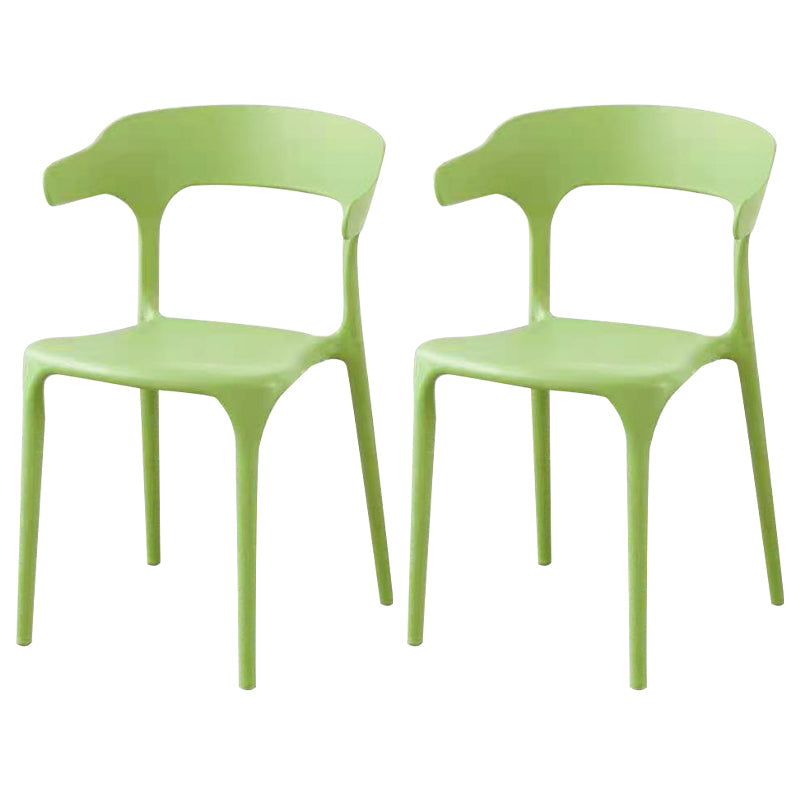 Contemporary Style Stackable Chair Open Back Kitchen Arm Chair with Plastic Legs Light Green Set of 2 Clearhalo 'Dining Chairs' 'Dining Tables & Seating' 'dining_chair' 'Furniture' 'furniture_dining_chair' 'Kitchen & Dining Furniture' 4761256