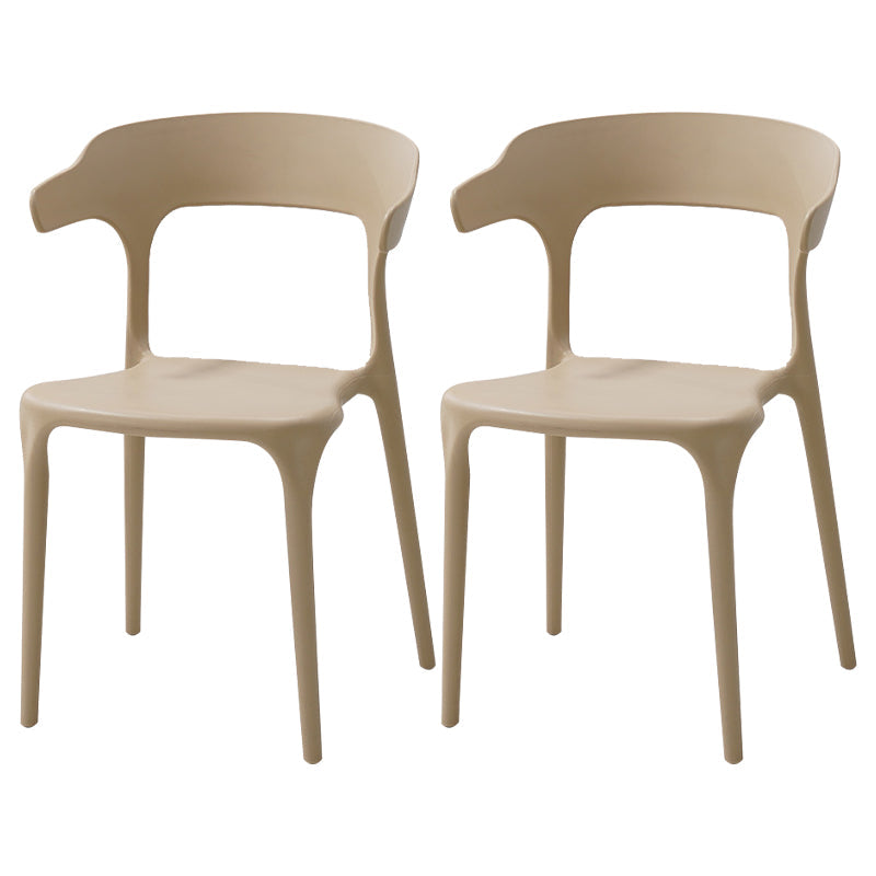 Contemporary Style Stackable Chair Open Back Kitchen Arm Chair with Plastic Legs Camel Set of 2 Clearhalo 'Dining Chairs' 'Dining Tables & Seating' 'dining_chair' 'Furniture' 'furniture_dining_chair' 'Kitchen & Dining Furniture' 4761258