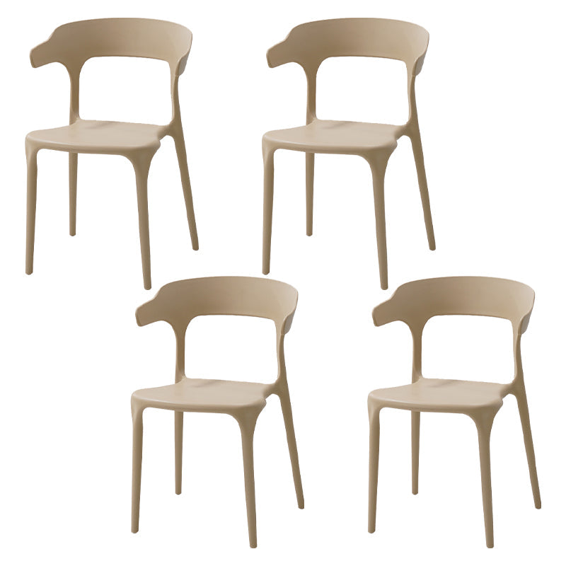 Contemporary Style Stackable Chair Open Back Kitchen Arm Chair with Plastic Legs Camel Set of 4 Clearhalo 'Dining Chairs' 'Dining Tables & Seating' 'dining_chair' 'Furniture' 'furniture_dining_chair' 'Kitchen & Dining Furniture' 4761259