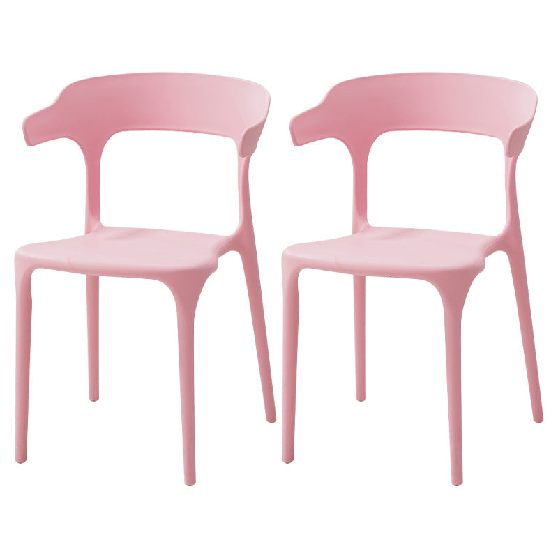 Contemporary Style Stackable Chair Open Back Kitchen Arm Chair with Plastic Legs Rose Bloom Set of 2 Clearhalo 'Dining Chairs' 'Dining Tables & Seating' 'dining_chair' 'Furniture' 'furniture_dining_chair' 'Kitchen & Dining Furniture' 4761260