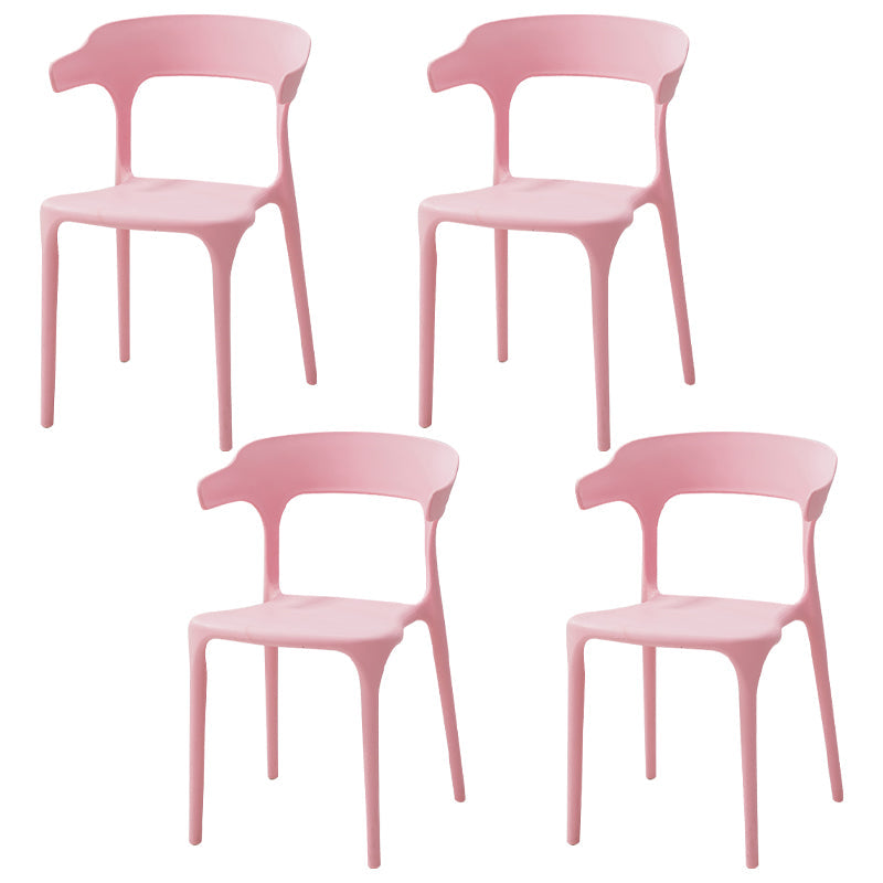 Contemporary Style Stackable Chair Open Back Kitchen Arm Chair with Plastic Legs Rose Bloom Set of 4 Clearhalo 'Dining Chairs' 'Dining Tables & Seating' 'dining_chair' 'Furniture' 'furniture_dining_chair' 'Kitchen & Dining Furniture' 4761261