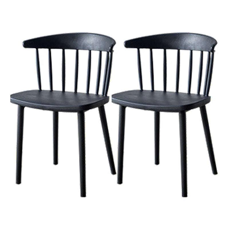 Modern Plastic Indoor-Outdoor Dining Chair Windsor Back Side Chair Black Set of 2 Clearhalo 'Dining Chairs' 'Dining Tables & Seating' 'dining_chair' 'Furniture' 'furniture_dining_chair' 'Kitchen & Dining Furniture' 4761266