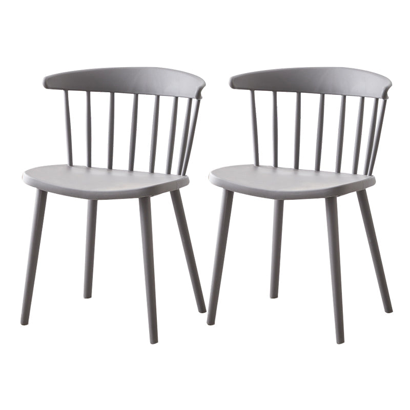 Modern Plastic Indoor-Outdoor Dining Chair Windsor Back Side Chair Grey Set of 2 Clearhalo 'Dining Chairs' 'Dining Tables & Seating' 'dining_chair' 'Furniture' 'furniture_dining_chair' 'Kitchen & Dining Furniture' 4761267