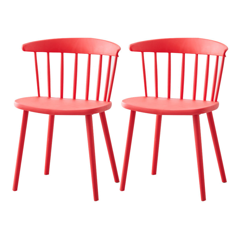 Modern Plastic Indoor-Outdoor Dining Chair Windsor Back Side Chair Red Set of 2 Clearhalo 'Dining Chairs' 'Dining Tables & Seating' 'dining_chair' 'Furniture' 'furniture_dining_chair' 'Kitchen & Dining Furniture' 4761271
