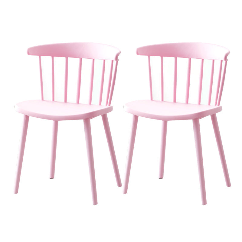 Modern Plastic Indoor-Outdoor Dining Chair Windsor Back Side Chair Pink Set of 2 Clearhalo 'Dining Chairs' 'Dining Tables & Seating' 'dining_chair' 'Furniture' 'furniture_dining_chair' 'Kitchen & Dining Furniture' 4761273