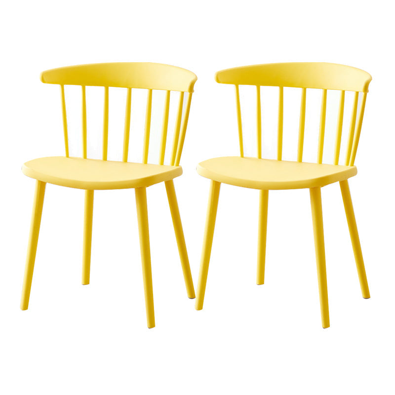 Modern Plastic Indoor-Outdoor Dining Chair Windsor Back Side Chair Yellow Set of 2 Clearhalo 'Dining Chairs' 'Dining Tables & Seating' 'dining_chair' 'Furniture' 'furniture_dining_chair' 'Kitchen & Dining Furniture' 4761275
