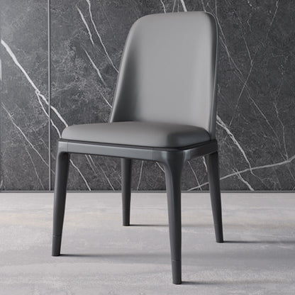 Industrial Home Parsons Side Chair Matte Finish Leather Dining Chair Dark Gray Black 1 Piece Clearhalo 'Dining Chairs' 'Dining Tables & Seating' 'dining_chair' 'Furniture' 'furniture_dining_chair' 'Kitchen & Dining Furniture' 4761288