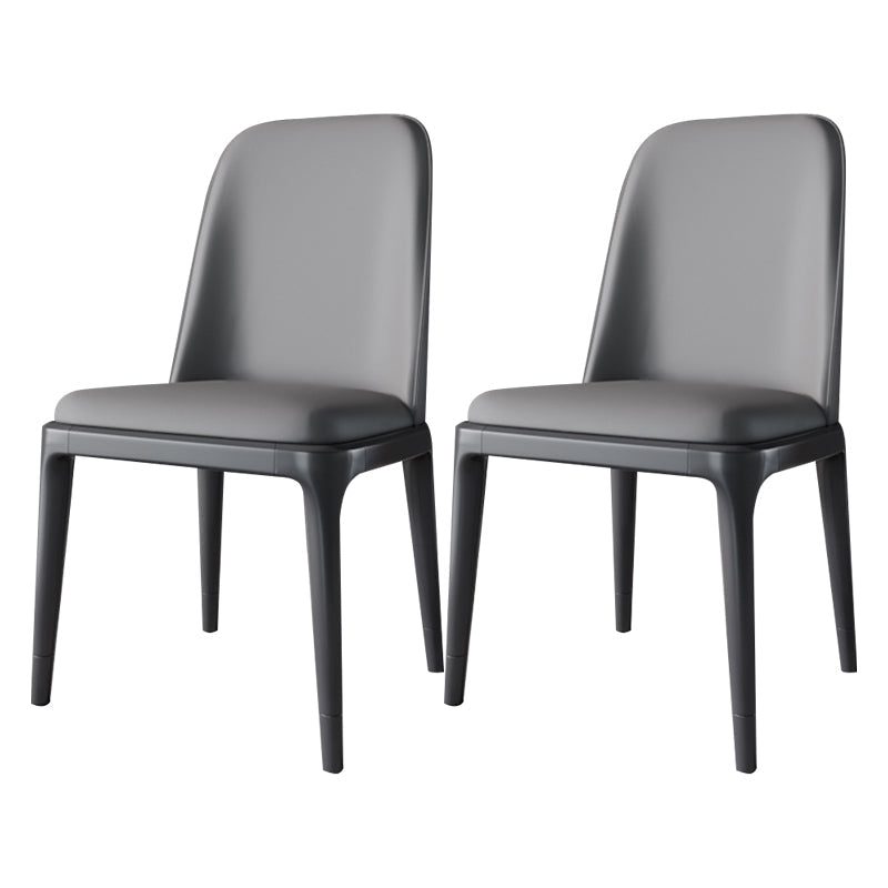 Industrial Home Parsons Side Chair Matte Finish Leather Dining Chair Dark Gray Black Set of 2 Clearhalo 'Dining Chairs' 'Dining Tables & Seating' 'dining_chair' 'Furniture' 'furniture_dining_chair' 'Kitchen & Dining Furniture' 4761290