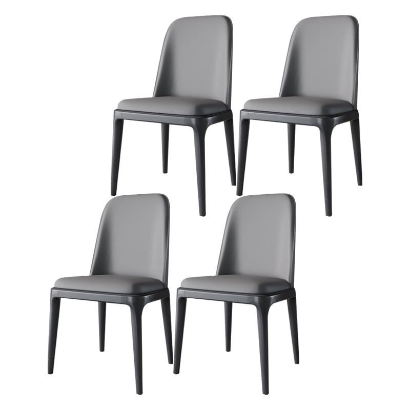 Industrial Home Parsons Side Chair Matte Finish Leather Dining Chair Dark Gray Black Set of 4 Clearhalo 'Dining Chairs' 'Dining Tables & Seating' 'dining_chair' 'Furniture' 'furniture_dining_chair' 'Kitchen & Dining Furniture' 4761292