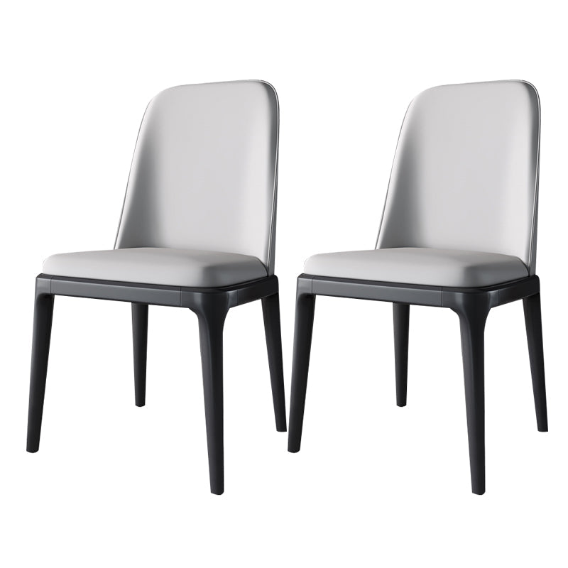 Industrial Home Parsons Side Chair Matte Finish Leather Dining Chair Light Gray Black Set of 2 Clearhalo 'Dining Chairs' 'Dining Tables & Seating' 'dining_chair' 'Furniture' 'furniture_dining_chair' 'Kitchen & Dining Furniture' 4761295