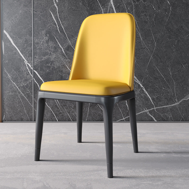 Industrial Home Parsons Side Chair Matte Finish Leather Dining Chair Yellow Black 1 Piece Clearhalo 'Dining Chairs' 'Dining Tables & Seating' 'dining_chair' 'Furniture' 'furniture_dining_chair' 'Kitchen & Dining Furniture' 4761305