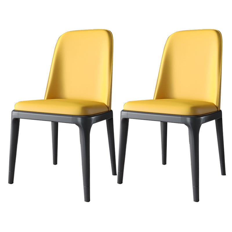 Industrial Home Parsons Side Chair Matte Finish Leather Dining Chair Yellow Black Set of 2 Clearhalo 'Dining Chairs' 'Dining Tables & Seating' 'dining_chair' 'Furniture' 'furniture_dining_chair' 'Kitchen & Dining Furniture' 4761307