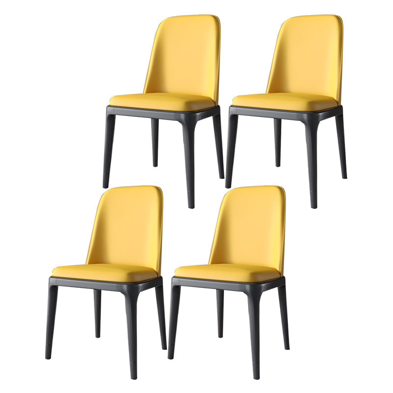 Industrial Home Parsons Side Chair Matte Finish Leather Dining Chair Yellow Black Set of 4 Clearhalo 'Dining Chairs' 'Dining Tables & Seating' 'dining_chair' 'Furniture' 'furniture_dining_chair' 'Kitchen & Dining Furniture' 4761309