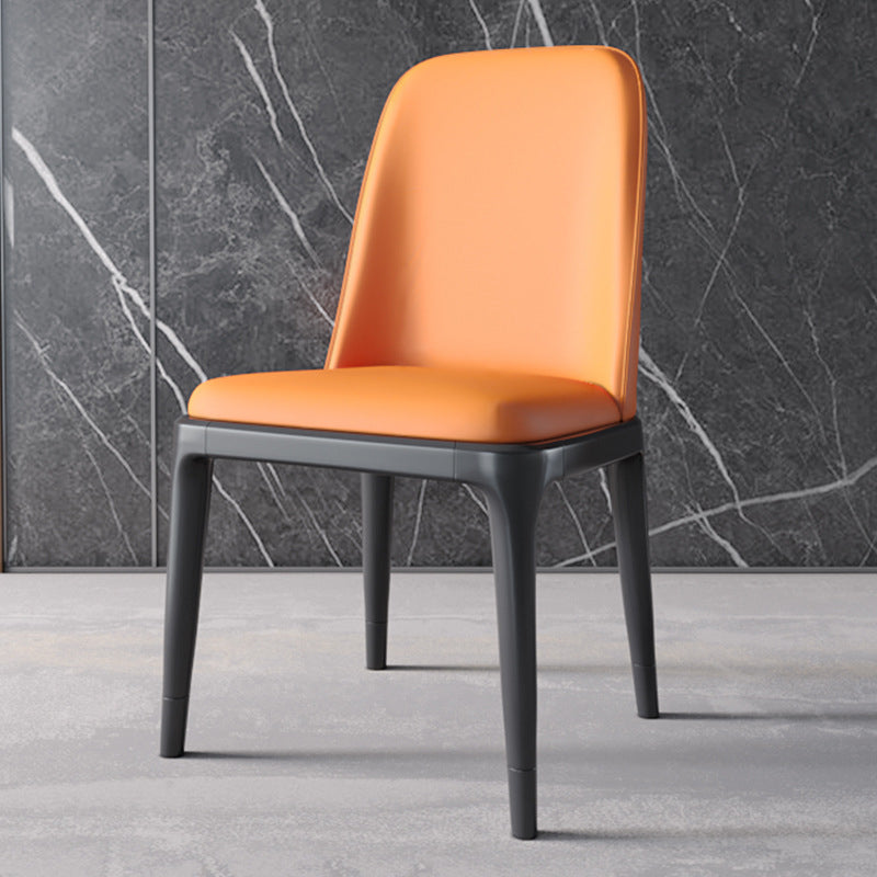 Industrial Home Parsons Side Chair Matte Finish Leather Dining Chair Orange Black 1 Piece Clearhalo 'Dining Chairs' 'Dining Tables & Seating' 'dining_chair' 'Furniture' 'furniture_dining_chair' 'Kitchen & Dining Furniture' 4761314