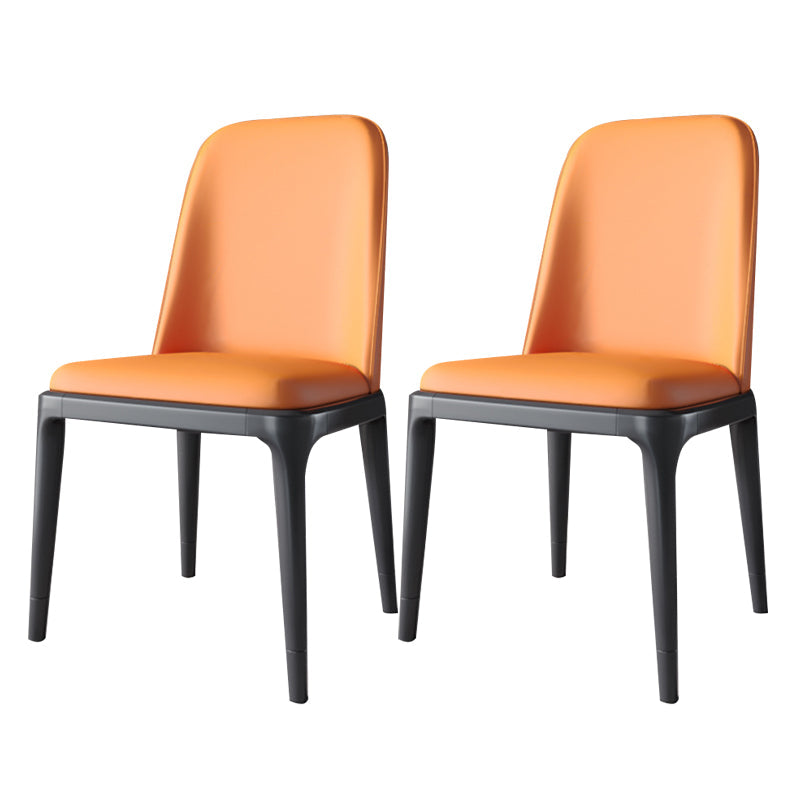 Industrial Home Parsons Side Chair Matte Finish Leather Dining Chair Orange Black Set of 2 Clearhalo 'Dining Chairs' 'Dining Tables & Seating' 'dining_chair' 'Furniture' 'furniture_dining_chair' 'Kitchen & Dining Furniture' 4761315