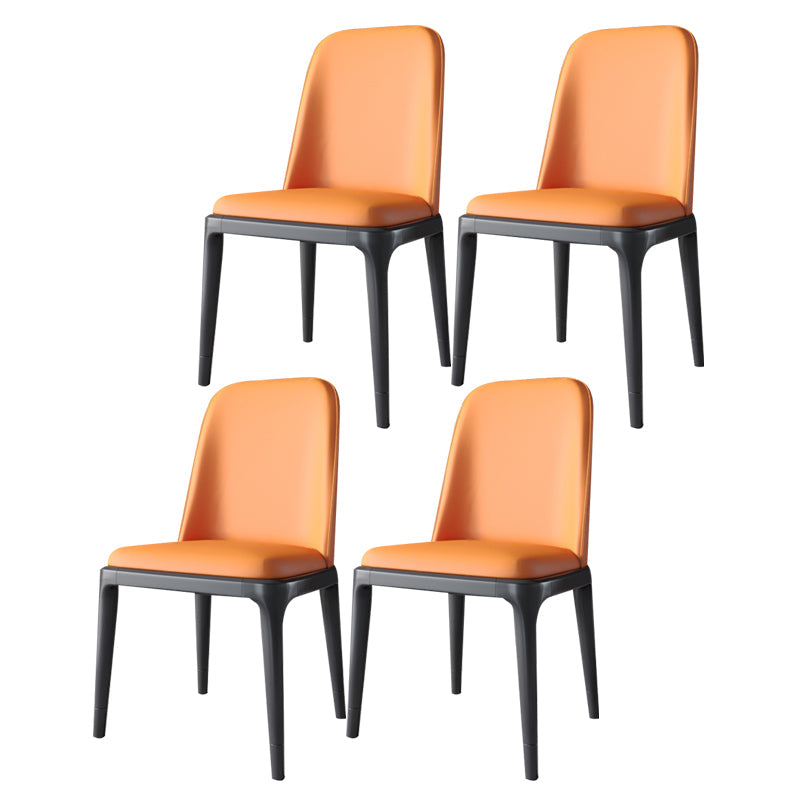 Industrial Home Parsons Side Chair Matte Finish Leather Dining Chair Orange Black Set of 4 Clearhalo 'Dining Chairs' 'Dining Tables & Seating' 'dining_chair' 'Furniture' 'furniture_dining_chair' 'Kitchen & Dining Furniture' 4761316