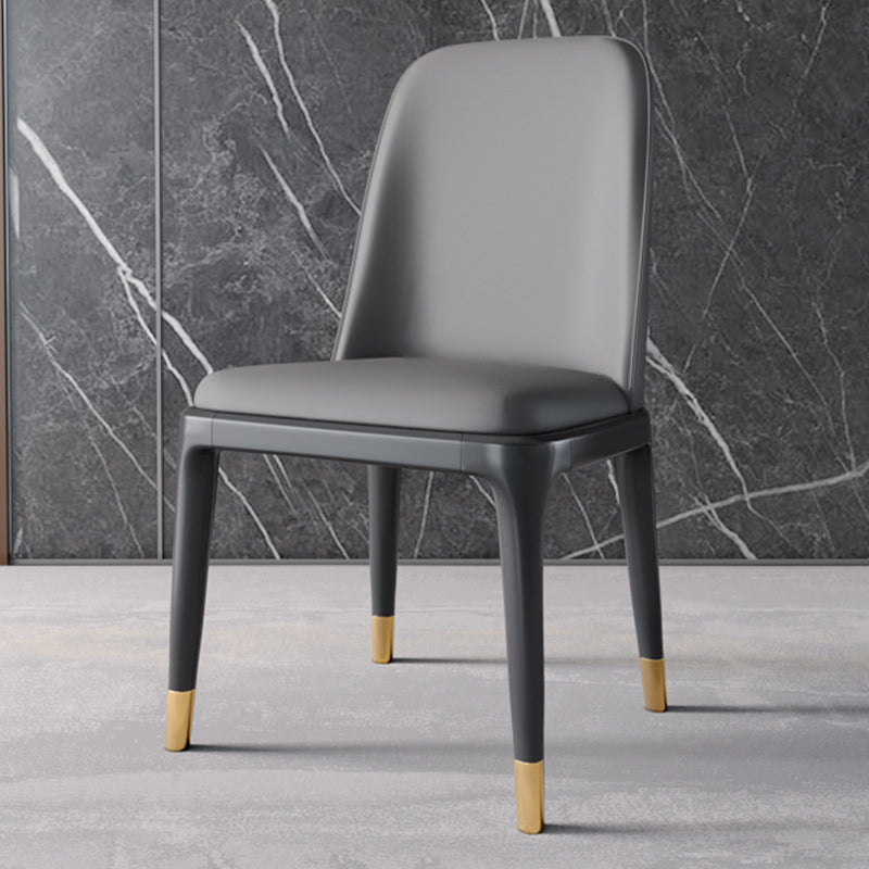 Industrial Home Parsons Side Chair Matte Finish Leather Dining Chair Dark Gray Black Gold 1 Piece Clearhalo 'Dining Chairs' 'Dining Tables & Seating' 'dining_chair' 'Furniture' 'furniture_dining_chair' 'Kitchen & Dining Furniture' 4761317