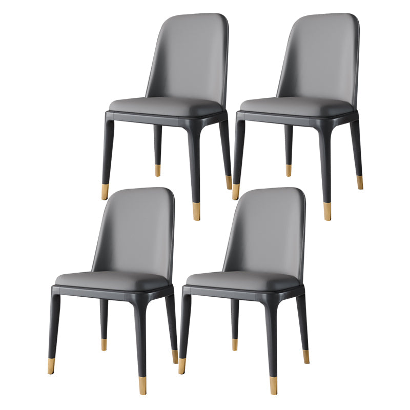 Industrial Home Parsons Side Chair Matte Finish Leather Dining Chair Dark Gray Black Gold Set of 4 Clearhalo 'Dining Chairs' 'Dining Tables & Seating' 'dining_chair' 'Furniture' 'furniture_dining_chair' 'Kitchen & Dining Furniture' 4761319