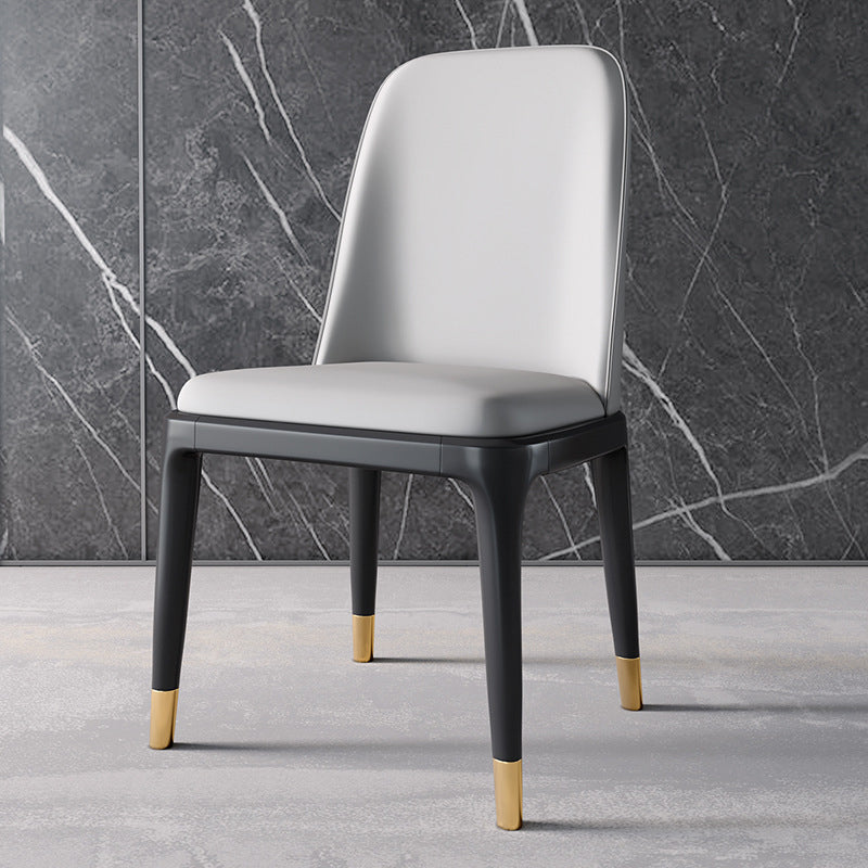 Industrial Home Parsons Side Chair Matte Finish Leather Dining Chair Light Gray Black Gold 1 Piece Clearhalo 'Dining Chairs' 'Dining Tables & Seating' 'dining_chair' 'Furniture' 'furniture_dining_chair' 'Kitchen & Dining Furniture' 4761320