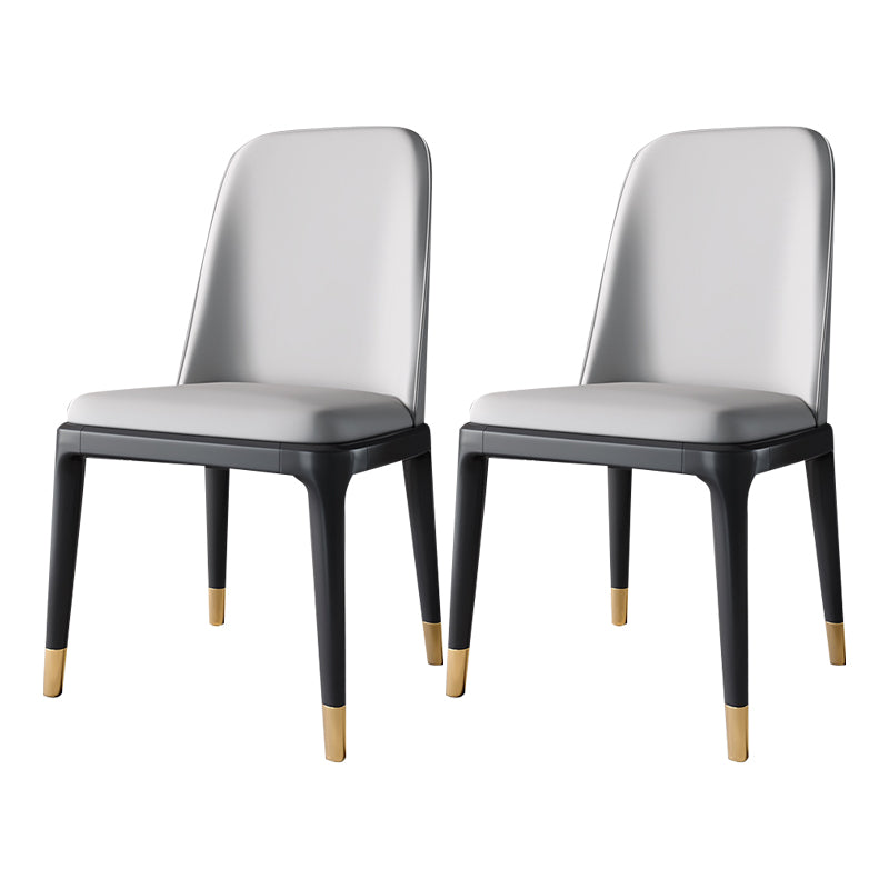 Industrial Home Parsons Side Chair Matte Finish Leather Dining Chair Light Gray Black Gold Set of 2 Clearhalo 'Dining Chairs' 'Dining Tables & Seating' 'dining_chair' 'Furniture' 'furniture_dining_chair' 'Kitchen & Dining Furniture' 4761321