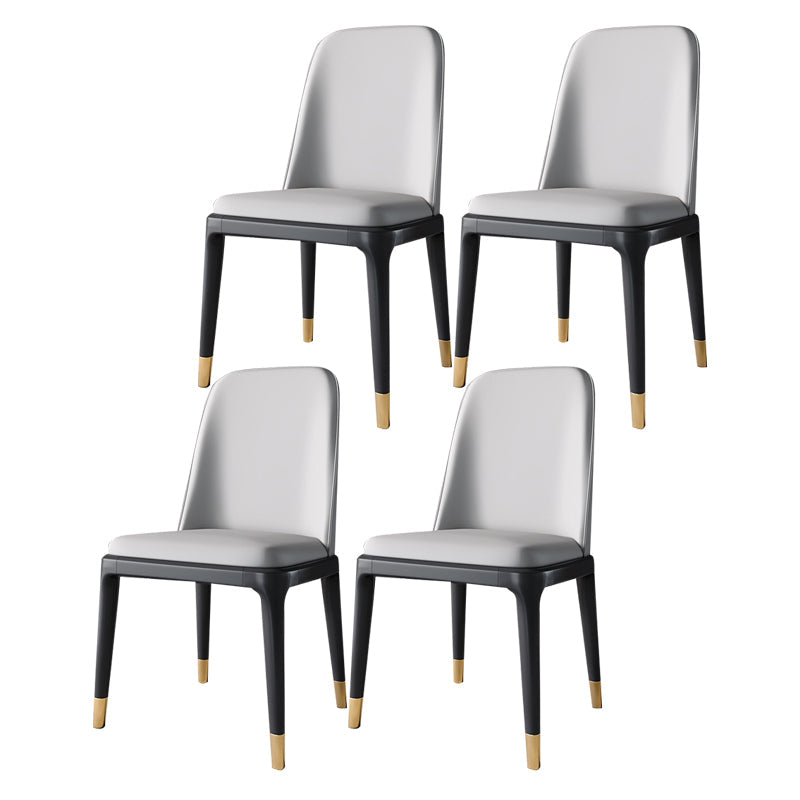 Industrial Home Parsons Side Chair Matte Finish Leather Dining Chair Light Gray Black Gold Set of 4 Clearhalo 'Dining Chairs' 'Dining Tables & Seating' 'dining_chair' 'Furniture' 'furniture_dining_chair' 'Kitchen & Dining Furniture' 4761322