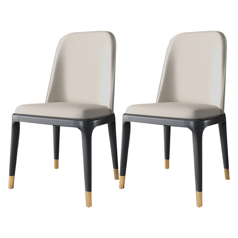 Industrial Home Parsons Side Chair Matte Finish Leather Dining Chair White Black Gold Set of 2 Clearhalo 'Dining Chairs' 'Dining Tables & Seating' 'dining_chair' 'Furniture' 'furniture_dining_chair' 'Kitchen & Dining Furniture' 4761324